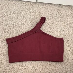 One shoulder workout top w/ built in bra